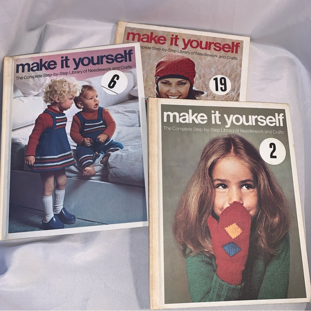 1970s Make It Yourself DIY Craft Sewing Needlework Hardcover Book Set of 3